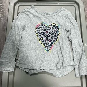 Gray Long Sleeve Kids Tee with Colorful Heart